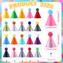 Tegeme 20 Pcs Mini Party Hats for Stuffed Animals Felt Glitter Birthday Party Cone Hats Multicolor Tiny Hat with Pom Pom for Pet Dog Cat Rabbit Doll Animal Figure Assorted Decoration Costume Accessory