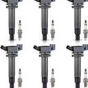ENA Pack of 6 UF267 Ignition Coil 4504 Spark Plug 3.0 3.3 V6 1999 2000 2001 2002 2003 2004 2005 2006 2007 2008 Compatible with Lexus Toyota Avalon Camry Highlander Sienna Solara ES300 RX300 ES RX 300 (Black)