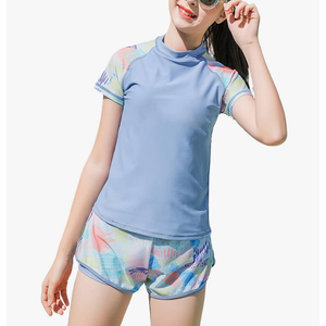 Girls Rash Guard Set 2 Piece Swimwear for Girls Swimsuits UPF50+ Sun Protection Bathing Suit 9-10Y