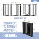 4 Panels 31" W x 104" H with Door, Metal Free Standing Dog Gate with Door, 31'' Tall Foldable Dog Fence for Indoor/Outdoor, for Large Openings, Stairs, Hallways, Doorways (Black)