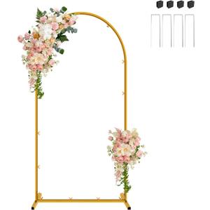 Gold Metal Arch Backdrop Stand, 6FT Wedding Arch Stand for Birthday Party Bridal Baby Shower Graduation Ceremony Photo Booth Garden Floral Balloon Arches Decoration