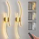 Battery Operated Wall Sconce Set of Two, Dimmable Modern LED Rechargeable Wall Light with Remote Control, Wall Decor for Living Room