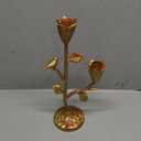 Creative Co-Op Hand-Forged Cast Iron Candelabra with Flowers and Bird, Gold (10-1/2"H)