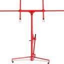 16 ft 150 LBS Drywall Lift, Sheetrock Lift Drywall Lift | Red drywall hoist with 3 lockable wheels, 360° telescopic adjustable arm, great for home renovation projects