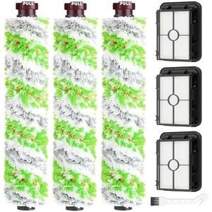 Brush Filter Replacement Compatible with Bissell CrossWave Pet Pro All in One, 3 Multi-Surface Brush Roll 1868 + 3 Vacuum Filter 1866 Vacuum Filter, Compare to Part 1608683, 160-8683, 1608684