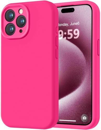 LOVE 3000 Designed for iPhone 15 Pro Max Case, Premium Silicone with [Soft Anti-Scratch Microfiber Lining] Shockproof Protective Phone Case for Men Women Girls 6.7", Hot Pink