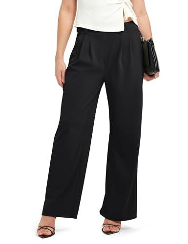 FitsT4 Sports Womens Wide Leg Dress Pants High Waisted Business Casual Pleated Trousers for Office Work Pants,Black,S