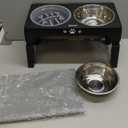 Elevated Dog Bowls, Dog Feeder with Stainless Steel Dishes & Slow Feeder Bowl, 5 Heights Adjustable Raised Stand for Medium Large, Food Dishes with Non-Slip Feet (Black)