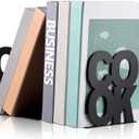 Hotop Cookbook Bookends Kitchen Decorative Metal Supports for Book-Rack Desk Kitchen Book Shelf Holder for Shelves Distinctive Appearance Design Book Ends Metal Supports(Black)
