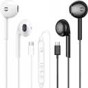 MAS CARNEY USB C Earbuds Wired TH9,Type-C Headphone with Mic,USBC Earphones Compatible with iPhone 15 16 iPad, Samsung Galaxy S25 S24 A53,Google Pixel,Xiaomi Redmi,Huawei Honor,Oppo,Vivo,Pack of 2