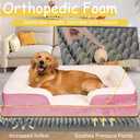 Orthopedic Dog Bed for Large Medium Sized, Washable Memory Foam Large Dog Bed, Medium Pet Sofa with Removable Cover, Washable Waterproof Pet Couch Beds Pink, Large(36 * 27 * 7.5 In)