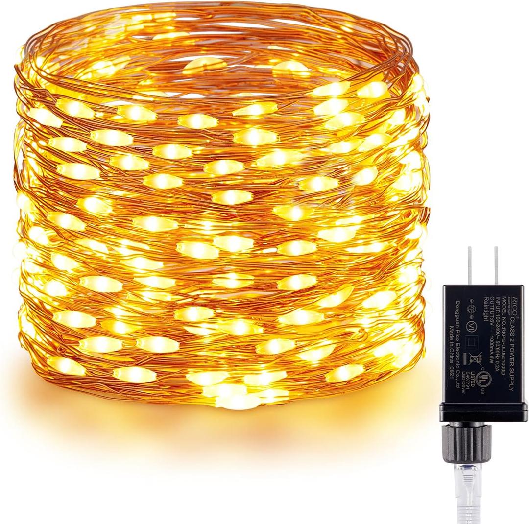 Christmas Twinkle Lights, 72 Ft 200 LED Twinkle String Lights, Fairy Light with Plug in, Copper Wire String Lights for Bedroom Party Christmas Tree Warm White
