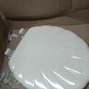 Mayfair Sculptured Shell Toilet Seat, Easy Clean Hinges with Durable Wood Seat, Made in USA, Round, Bone