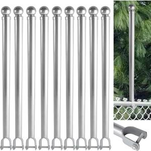 9 Pack 1-3/8" Chain Link Fence Extender, 25.2" Extension Height, U Bracket Design Patented Product, Galvanized Steel for top of Fence for Dogs and Privacy
