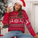 SunnyMelody Womens Christmas Funny Ugly Sweater Winter 2025 Vacation Outfits Oversized Crew Neck Xmas Pullover Tops (Red, S)