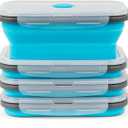 Collapsible Silicone Food Storage Containers Set with Lid & Air Vent,Foldable Lunch Containers(4PCS,Blue,27oz)