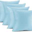 LANE LINEN Throw Pillow Inserts Pack of 4-18 x 18 Inches Blue Velvet Pillows for Sofa, Couch and Bed - Indoor Decorative Pillows