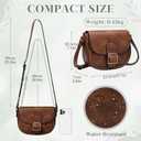 Kasqo Crossbody Bag for Women,Vegan Leather Fashion Small Shoulder Bag Ladies Handbag Saddle Purse with Adjustable Strap Brown
