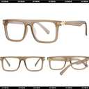 Fashion Square Glasses for Women Men Flat Top Square Blue Light Glasses Non-Prescription Clear Lens Eyeglasses (Clear Brown)