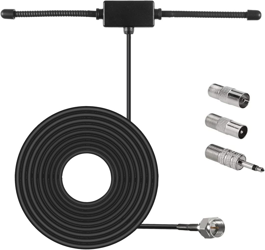 FM Radio Antenna Adhesive Mounting FM Radio FM Dipole Antenna for Stereo Receiver Indoor Music System FM Radio Home Stereo Receiver AV Audio