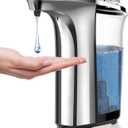 Automatic Soap Dispenser, Touchless Dish Soap Dispenser 17oz/500ml with Infrared Sensor, 5 Adjustable Soap Levels, Liquid Dispenser for Bathroom Kitchen (Silver)