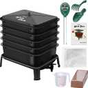 Bltezeit 5-Tray Worm Composter, 53QT Worm Compost Bin Indoor & Outdoor, Worm Farm Kit for Vermicomposting Starter, Recycling Food Waste (Black)