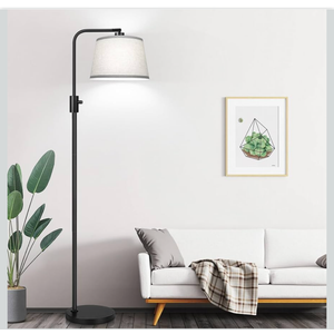 Dimmable Floor Lamp, 1000 Lumens LED Edison Bulb Included, Arc Floor Lamps for Living Room Modern Standing Lamp with Gray Shade, Tall Lamps for Living Room Bedroom Office Dining Room