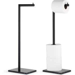 MARMOLUX ACC Free Standing Matte Black Toilet Paper Holder Stand Black Marble Base and Storage - 4 Jumbo Roll Bathroom Hardware Toilet Paper Stand - Stainless Steel Standing Toilet Paper Holder
