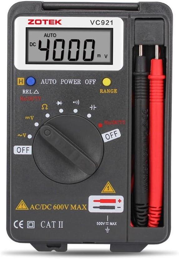 Digital Multimeter, Auto Ranging Pocket Digital Multimeter Digital Multi Tester - AC DC Voltage DC Current Resistance Diodes Capacitance Transistor Measuring Instrument (VC921)