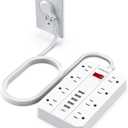 Power Strip with USB,Surge Protector Flat Plug with 8 Widely Spaced Outlets and 6 USB Ports(1 USB C), 5ft Extension Cord Wall Mountable Phone Tablet Laptop Computer Multiple Devices (White)