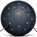 Rain Drum for Outside Garden, Steel Tongue Drum 12 Inches Musical Instruments, Handpan Drum Percussion Instrument, with Soft Bag, Music Book, 2 Mallets (Navy blue, 13inch15notes)