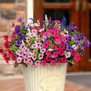 Waipfaru Artificial Flowers for Outdoors, 12 Bundles Fake Outdoor Flowers, UV Resistant Faux Plants Outdoor, Silk Artificial Plants for Outside Garden Porch Planters Window Home Decor, Mix Color