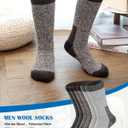 Senker Fashion Merino Wool Socks for Men Women, Hiking Thermal Warm Thick Crew Sock for Winter Outdoors Work 3 Pairs (Medium, Black Brown Grey)