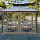 10'x12' Gazebo Mesh Netting, 4 Panels with Zippers, Khaki