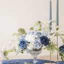 Ling's moment Artificial Flowers, 50Pcs 3" Roses in Dusty Blue Shades, Realistic DIY Foam Floral Decor for Wedding Bouquets/Centerpieces, Outdoor Party Backdrops, Room/Table, Garden/Pot Decorations