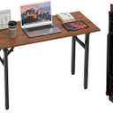 TEMI Small Computer Desk Folding Table - 43.3" Foldable Office Desk, No Assembly, Perfect for Small Spaces in Bedroom, Dorm, or Apartment, Portable Mini Desk or Study Table with Compact Design, Walnut