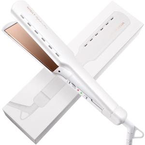 ROSILY Nano Titanium Flat Iron | 1.75 Inch Wide Hair Straightener, Dual Voltage 100-240V, Adjustable Temperature Suitable for All Hair Type, Instant Heat Up (White)