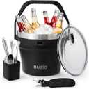 BUZIO 7.4 Qt/7 L Large Insulated Ice Bucket with Lid and Scoop & Tongs, 7 Liters