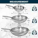 Tri-Ply Stainless Steel Frying Pans Set with Lid, EWFEN 8/10/12 Cooking pans, PFOA&PTFE Free Skillet, Induction Cooking Pan, Dishwasher and Oven Safe, Fast & Even Heat, Suitable for All Stove