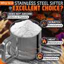 5 Cup Flour Sifter for Batch Baking Easy One-Hand Press, Double Mesh, Comfortable Grip & Dishwasher Safe Large Capacity Flour Sifter Stainless Steel for Powdered Sugar, Cocoa, Pastry & Pancake Mix