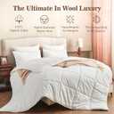 Hybrid Australian Wool Comforter Queen Size with 100% Organic Cotton, Hypoallergenic Luxury Duvet Insert with Tabs, Temperature Regulating All-Season Bedding, White