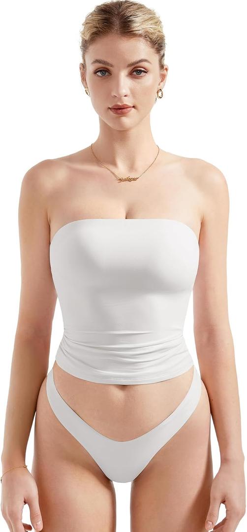SUUKSESS Women Sexy Tube Top Summer Y2K Going Out Double Lined Basic Tank Top L