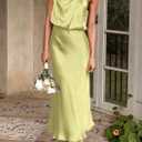 PRETTYGARDEN Women's 2026 Summer Satin Dress Elegant Sleeveless Mock Neck Cocktail Party Maxi Dresses XXL