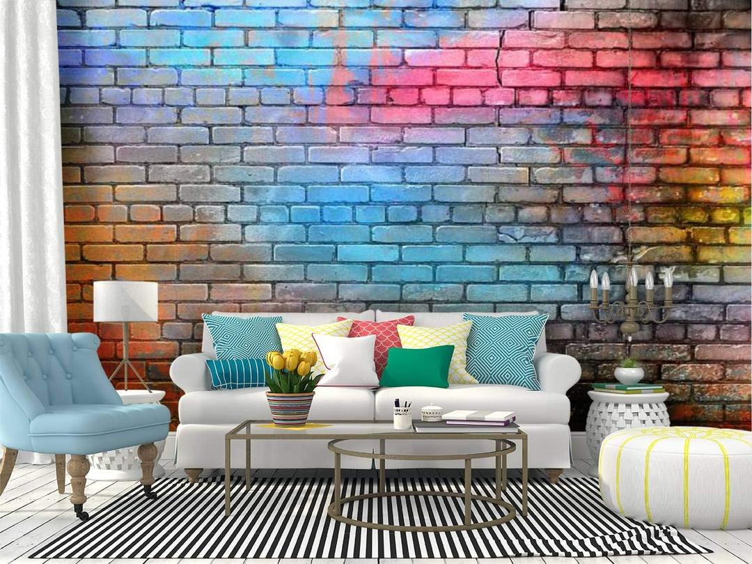 77" Wx55 H Self Adhesive Wallpaper Roll Paper Graffiti Wall Colorfuls and Pictures Peel and Stick Wallpaper Decorative Wall Mural Posters Home Covering Interior Film (Color3)