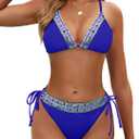 BMJL Womens Bikini Sets Triangle Sexy Swimsuit Color Block String Two Piece Bathing Suit 2025 (XL, Royal Blue)
