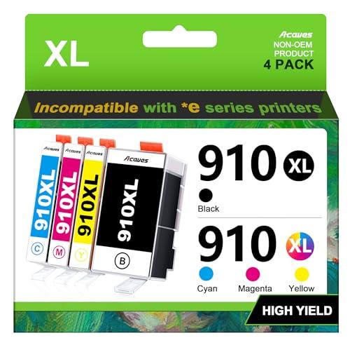 Acaves 910XL Ink Cartridges for HP Printers Compatible with HP 910 Ink Cartridges Combo Pack 910 XL Ink 910XL Black and Color Combo Pack Use with OfficeJet 8020 8025 8035 Printers (4 Pack)
