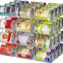 STORICANS Can Organizer For Pantry, Adjustable Height And Width Canned Goods Organizer, Soup Can Rollers Organizer Holds Up to 48 Cans for Kitchen Cabinet or Refrigerator (CLear 4 Tier)