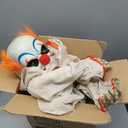 Halloween Animatronic Sitting Clown, Halloween Animated Decorations with Sound Activated, Creepy Sound, Light Up Eyes, Scary Move, Haunted House Holiday Spooky Decor Horror Prop, for Indoor Outdoor