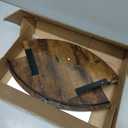 Corner Floating Shelves, Rustic Brown Wood, Set of 2, Wall Mount Storage with Guardrail for Bathroom Kitchen Living Room