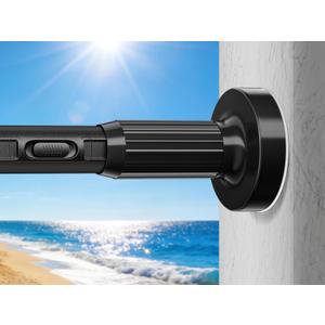 Tension Curtain Rod 41-157In-55Lb, Outdoor Extra Long Curtain Rod No Drilling for Window or Bathroom Patio, Adjustable Heavy Duty Shower Curtain Rod, Easy to Install, Never Rust, Non-Slip-Black